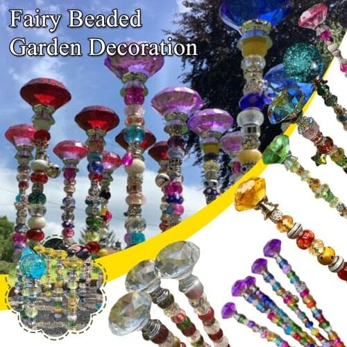 Beaded Dream Garden Stakes Crystal Exquisite Yard Garden Decoration Outdoor Kids Gift Dreamland Ground Plug-in Stakes Home Decor