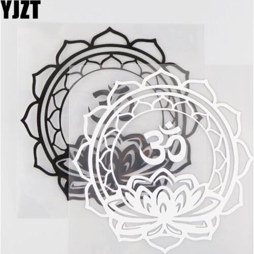 YJZT 14.5X14.8CM Buddhist Lotus Meditation Car Sticker Art Fashion Vinyl Decal Black/Silver 4C-0118