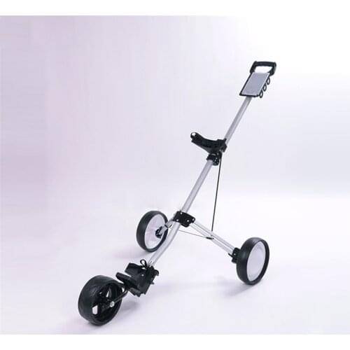 ZH-T019 Manual High Quality Foldable Golf Ball Bag Pull Cart Folding Aluminum Golf Trolley Supplies With Three Black Wheels