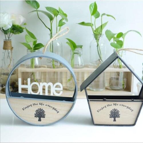 Geometric Hanging Metal Flower Stand Rack Rustic Iron Plant Holder Pot