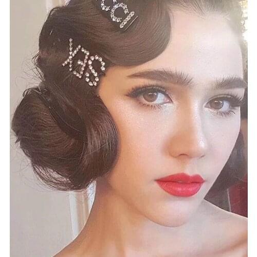 1 Pcs Shining Letter Rhinestone For Sexy Women Hair Clip Girls Snap Hair Barrette Stick Hairpin Hair Styling Accessories Barber