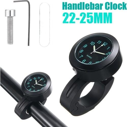 1pc 7/8" Universal Aluminum Motorcycle Handlebar Watch Bike Hand Grip Bar Mount Dial Clock Waterproof For Scooter Bicycle Motor