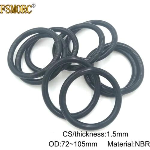 100pcs OD:72/75/77/78/80/82/85/87/90/95/100/105*1.5mm Thickness(CS) Black NBR o ring seal/Nitrile Rubber