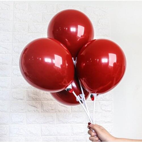 100Pcs Ruby Red Balloon New Glossy Metal Pearl Latex Balloons Chrome Metallic Colors Air Balloons Wedding Party Decoration