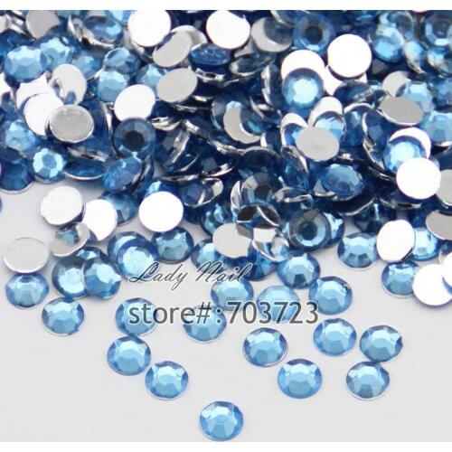 1000pcs 3D Nail Art Tips SS6 2mm Resin Flat back Rhinestone Beads not hotfix for DIY Nails Art Phone Case Light Blue N12