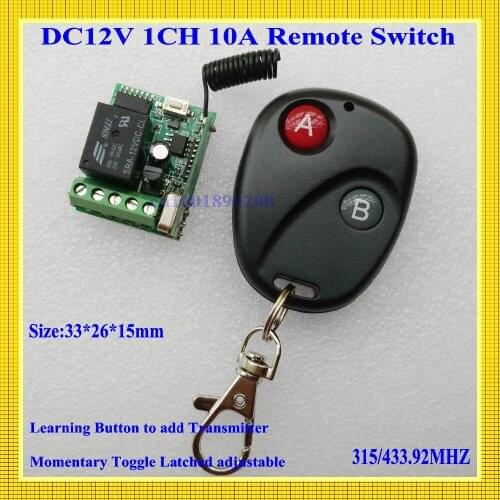 12V 1CH 10A Relay Receiver Transmitter Door Access Remote Switch LED SMD Power Wireless Controller NO COM NC Remote ONOFF Switch