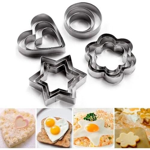 3pcs/set Stainless Steel Cookie Biscuit DIY Mold Star Heart Round Flower Shape Cutter Baking Mould Kitchen Tools