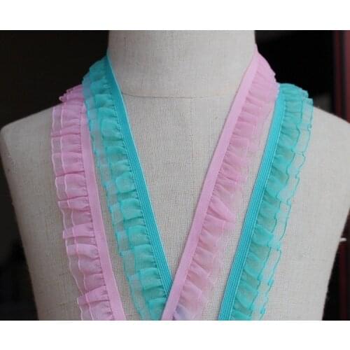 5meter/Lot Elastic Belt Ribbon Lace Trim with Pleats for Home Dress Clothes Accessory X746