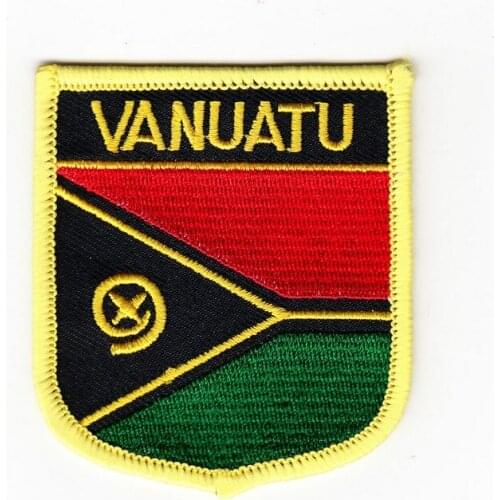 LOTS 5PCS Vanuatu Shiled Shape National Flag embroidered Tactical patch Badge Iron on Sew on / HOOK backing 7 x 6cm