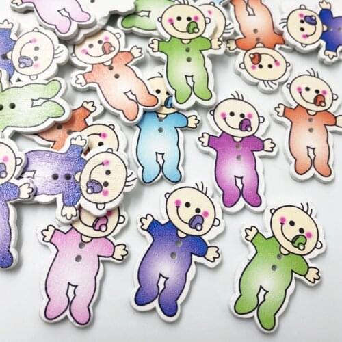 50/100PCS 40*26 mm Cute Wood Buttons Sewing Kids Craft Mix Lots Scrapbooking WB212