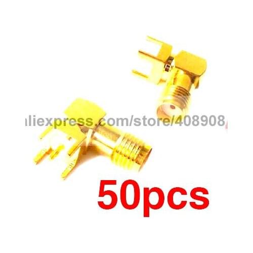 50pcs Gilt SMA Female PCB Right Angle Connector Welding