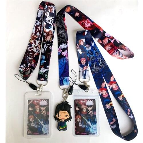 Cartoon Geto Suguru Jujutsu Kaisen Key Lanyard ID Badge Holder Phone Neck Strap with Anime Key Chain Keychain Charms Accessories