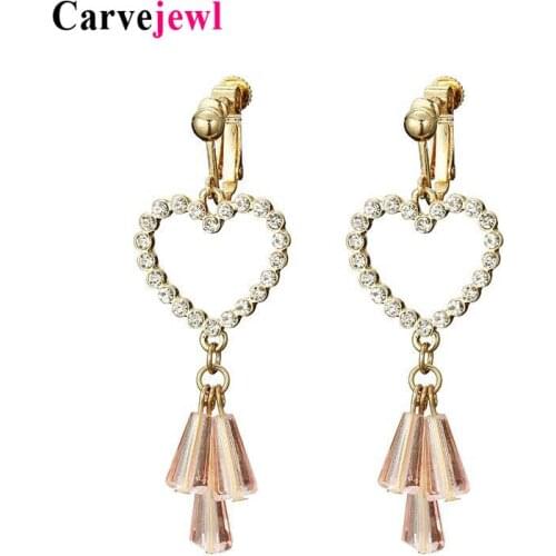 Carvejewl drop dangle earrings crystal rhinestone cute heart Hanging Earrings glass tassel Jewelry Wholesale Bijoux new fashion
