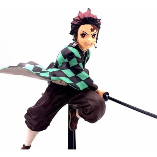 Kamado Tanjirou Action Figure Demon Slayer PVC 15CM Agatsuma Zenitsu Nezuko Battle Scene Model Toys