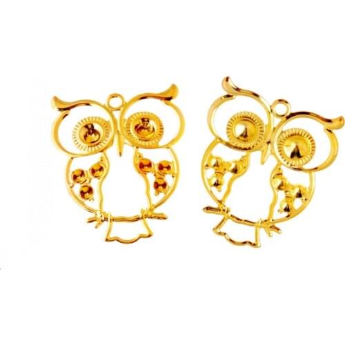 Free shipping Retail 5Pcs Filigree Owl Wraps Connectors Jewelry Findings Connectors 52x42mm