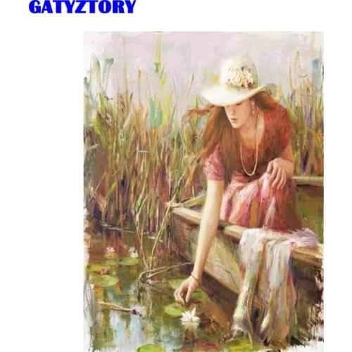 GATYZTORY FrameFigure Painting DIY Digital Painting By Numbers Kits Hand Painted Modern Wall Art Canvas Painting For Artwork