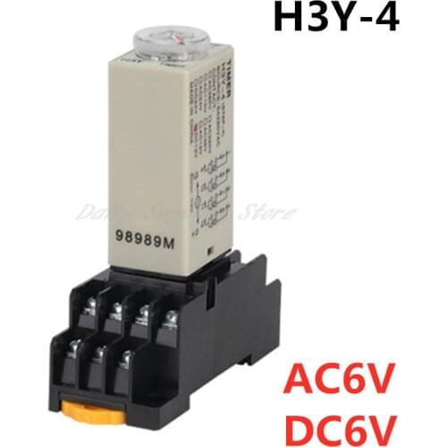 H3Y-4 Power-on Delay Rotary Knob 1S/5S/10S/30S/60S/3M/5M/10M/30M Timer Time Relay AC/DC 6V 14 Pin with Base PYF14A