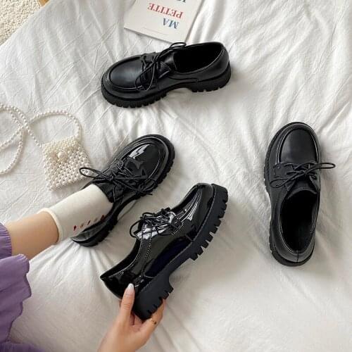 British Style Leather Shoes Womens Soft Leather Japanese JK Shoes Black Thick-Soled Student Korean Style Single Layer Shoes