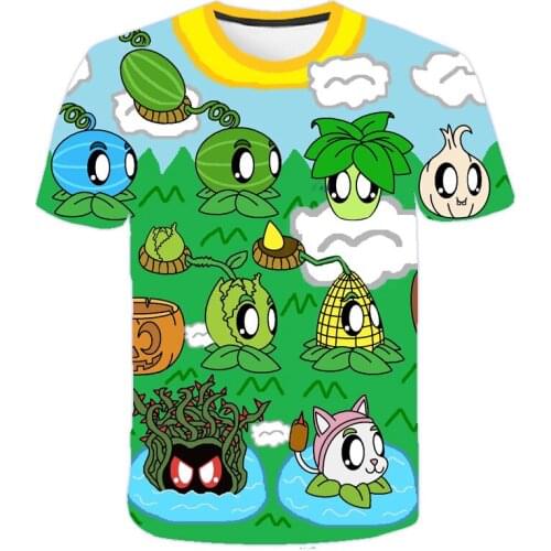 Summer Plant Vs Zombies 3D Print Children T shirts Wars Boys Clothing Cartoon Game Boys Clothes Kids O-Neck T-shirt