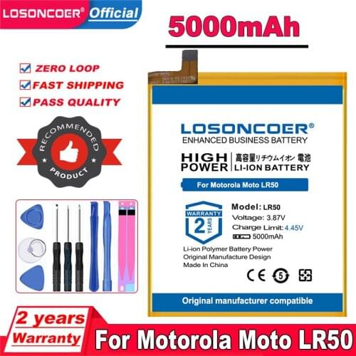LOSONCOER 5000mAh LR50 Mobile Phone Battery For Motorola Moto LR50