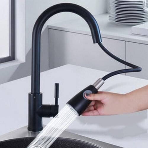Matte Rozin Brushed Nickel Kitchen Faucet Single Hole Pull Out Mixer Tap Hot and Cold Water Deck Mounted Sink Taps Sprayer