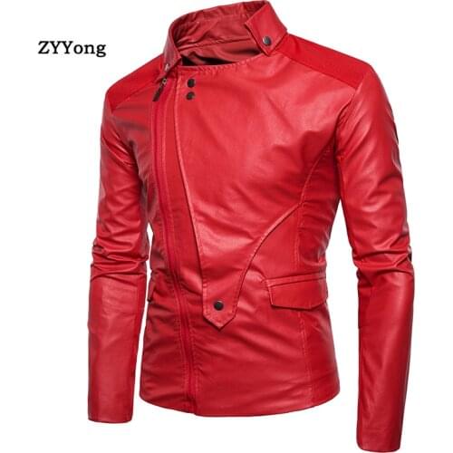 Mens Leather Jackets 2020 New Autumn Red Leather Coats Casual Motorcycle PU Black Jacket Male Biker Jackets