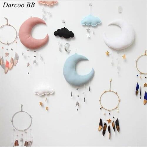Handmade Star Moon Stuffed Toy Baby Decor Crib Baby Kids Room Wall Decoration
