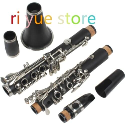 New Black Concert Student Band B Beginner Flat Clarinet w/ 10 Reeds Case