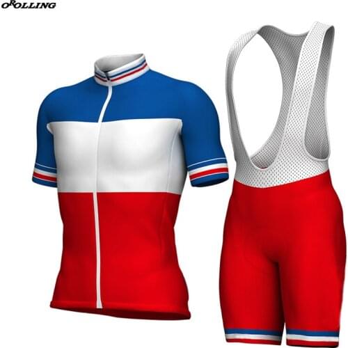 New CLASSICAL FRANCE Nation Flag Pro Team Cycling Set Short Customized Road Mountain Race OROLLING