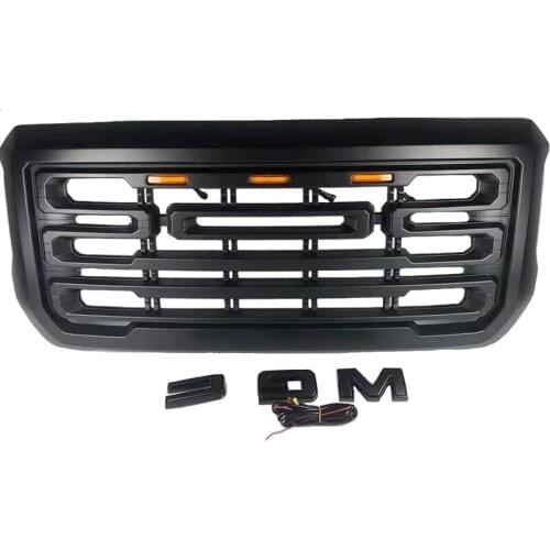 Fit For GMC Sierra 2500 2016-2018 Front Upper Grill Gloss Black Grille Led Front Racing Grille