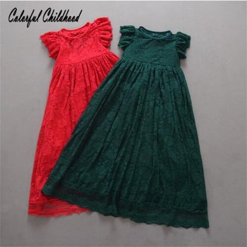 Xmas girls dress vintage lace bow backless design party wedding dresses for girls ruffles tutu long dress elegants