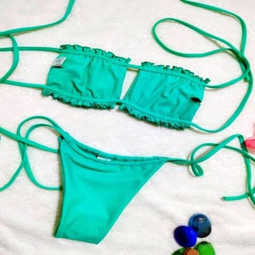 Sexy Bikini Set Women Swimsuit Solid Bikini Backless Swimwear Low Waist Bathing Suit Female Brazilian Bikini