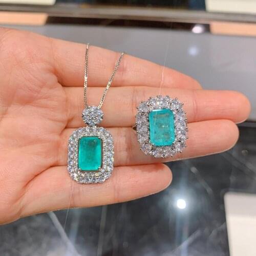 Sederyla Luxury Big Cubic Ziron Pendant Earring 2PCS Jewelry Set for Women Christmas Gift Bridal Party Necklace Ins Hot