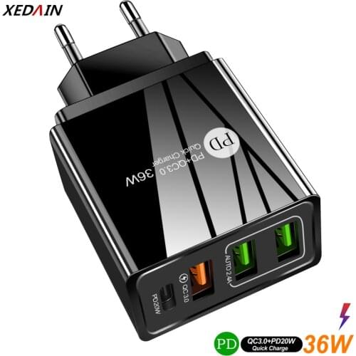 PD 20W Type-C USB Charger Quick Charge 4.0 3.0 For iPhone 12 Xiaomi mi9 Fast Charging Wall Travel Mobile Phone Charger Adapter