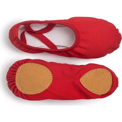 USHINE EU23-45 professional quality red slippers canvas soft sole belly yoga gym ballet dance shoes girls woman man ballerina