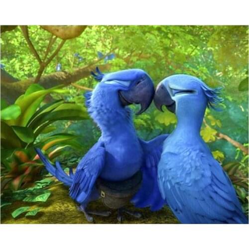 Blue parrots diamond painting lovers full square cartoon embroidery picture mosaic poster dimond art drawing wall sticker decor