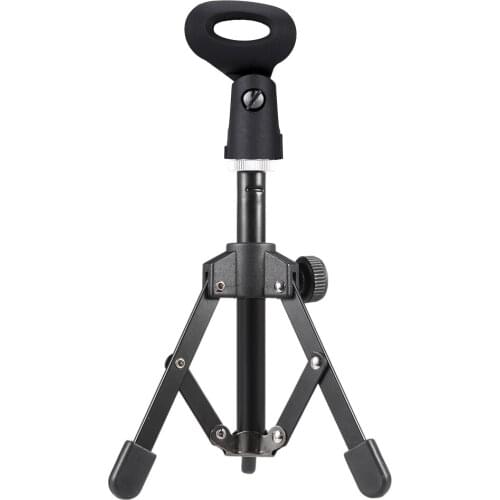 MS-12 Mini Foldable Adjustable Desktop Microphone Stand Tripod with Microphone Clip Holder Bracket for Meeting Lectures Podcasts