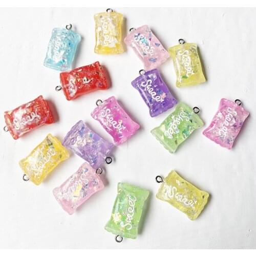 Mixed 10pcs Resin Colors Simulation 3D Sugar Candy Charms Pendant Handmade Earrings Keychain Crafting DIY Jewelry Making