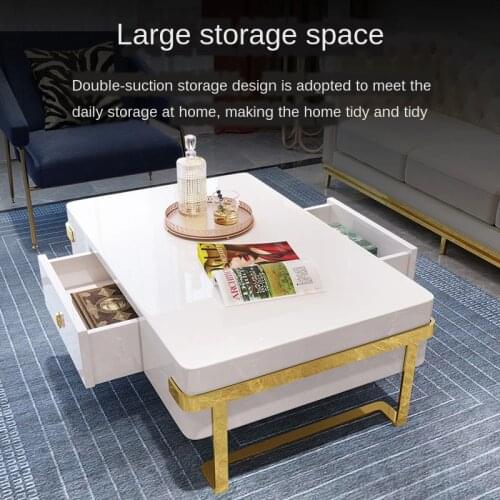 KAROIS 002A Light Luxury Post-modern Hong Kong Style Simple Metal Stainless Steel Square Coffee Table