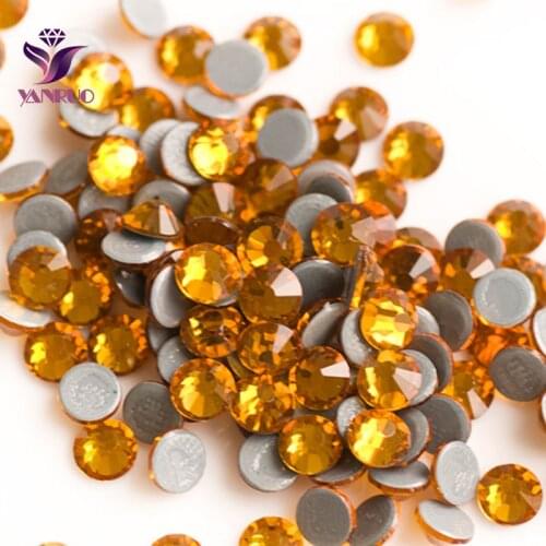 YANRUO 2058HF Topaz HotFix Rhinestone Stones and Crystals polish Glass Stones For wedding Dresses