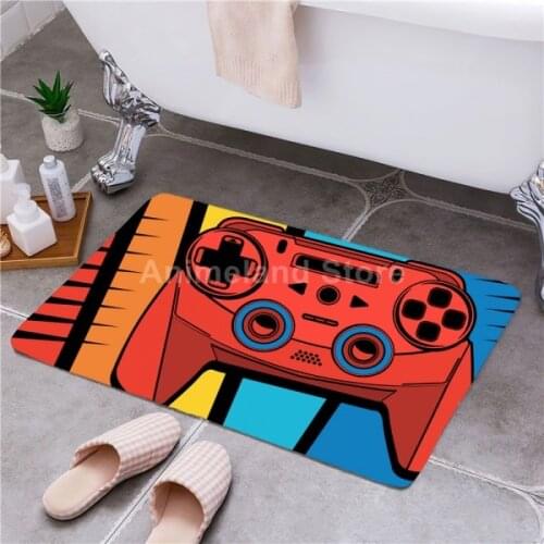 Cartoon Game Printed Home Bath Mat Non-slip Bathroom Carpet Rug Mats Bedroom Kitchen Toilet Floor Decor Gamer Kids 1 PC Gaming