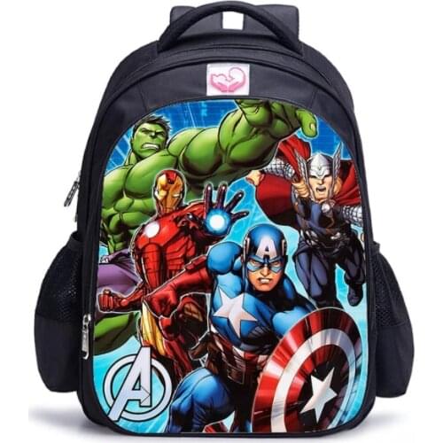 16inch Superman Hulk School Bags Captain America Boys Girls Children Kindergarten Backpack Schoolbags Kids Mochilas