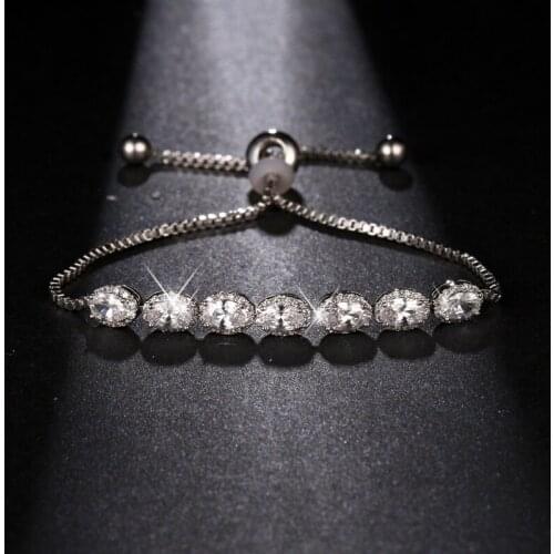 2017 NoEnName_Null Trendy Oval Shape Womens Girls Friendship Chain Cz Crystal Bead Beaded Link Rose Gold Color Bracelet