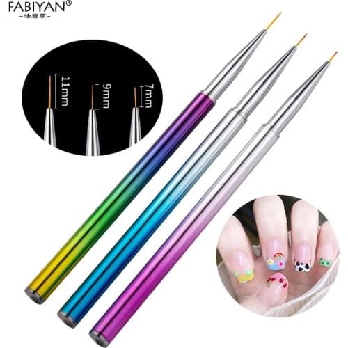 3Pcs/set 7/9/11mm Nail Art Liner Painting Pen Stripe Lines UV Gel Tips French Flower Design DIY Drawing Manicure Tool
