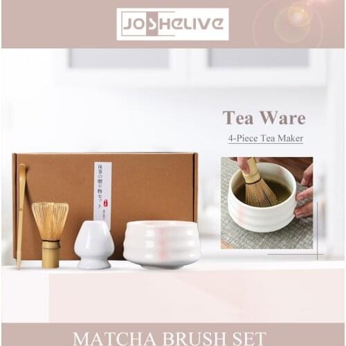 4pcs/set Traditional Matcha Gift Set Gift Bamboo Matcha Whisk Spoon Ceramic Matcha Bowl Whisk Holder Japanese Tea Sets Teaware
