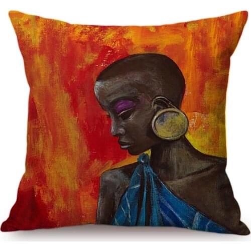 Africa Traditional Culture Art Decoration Cushion Cover Colourful African Woman Abstract Music Artist Note Throw Pillow Case