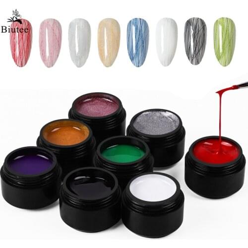 Biutee 8 Colors Gel Spider Line For Nails Art Gel Polish Creative Wire Drawing Gel UV Gel Line Pulling Silk Painting Nail Tools