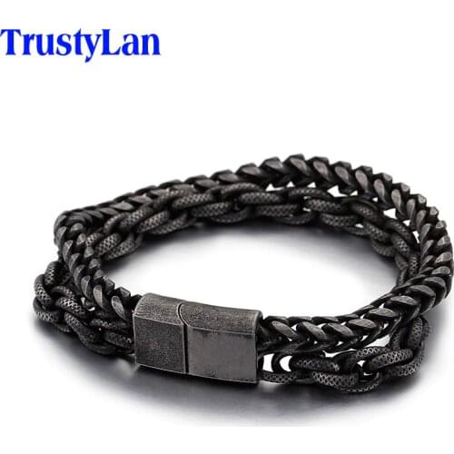 10 Inches Heavy Chain Link Stainless Steel Mens Bracelet For Men Mens Bracelets & Bangles 2018 Biker Jewelry Bracelet Male Punk