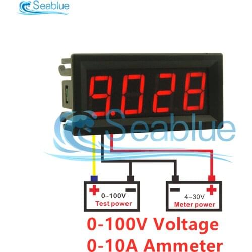0.56 inch DC 0-100V 0-10A LED 4 Bits Digital Voltmeter Ammeter Meter Auto Car Mobile Power Voltage Current Tester Detector