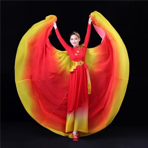Chinese Folk Dance Costumes Festival Clothing Opening Dance Female Dress Long Sleeve Classical Dance Clothes Red Plus Size